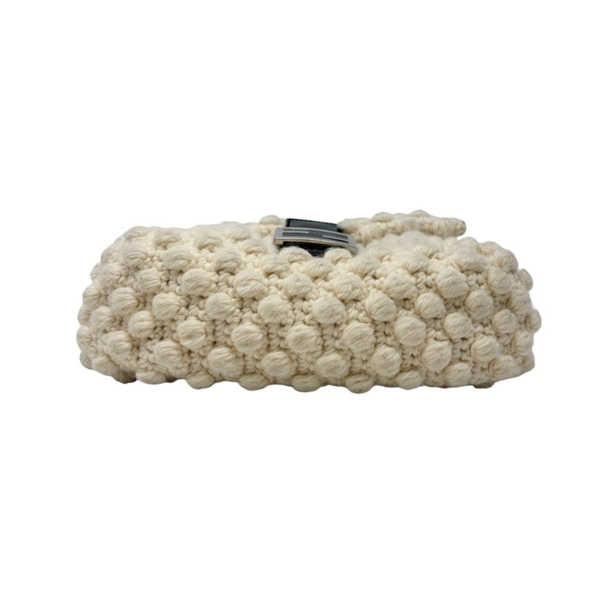 FENDI Vintage FF Logo Knit Mamma Baguette Shoulder Bag Wool Cream 902239