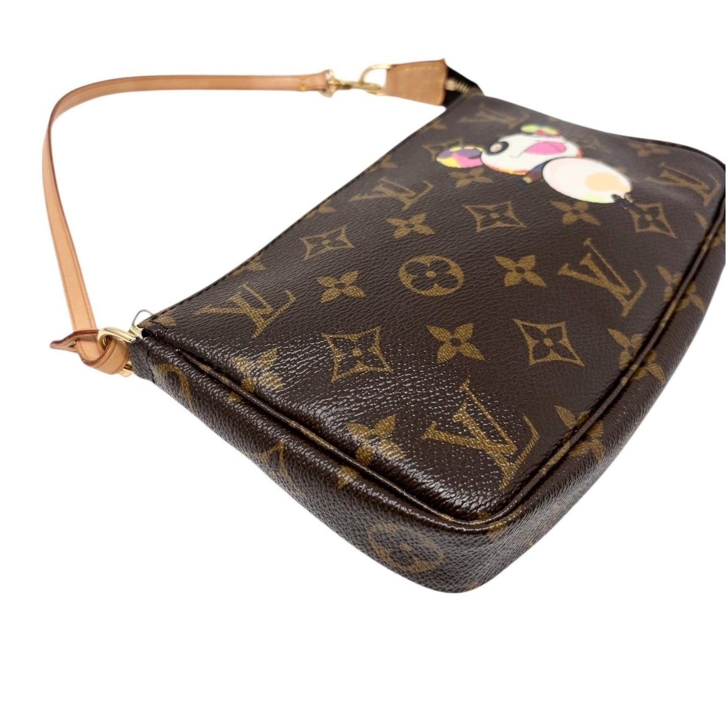 LOUIS VUITTON Vintage 2004 Murakami Monogram Panda Pochette Mini Bag Brown