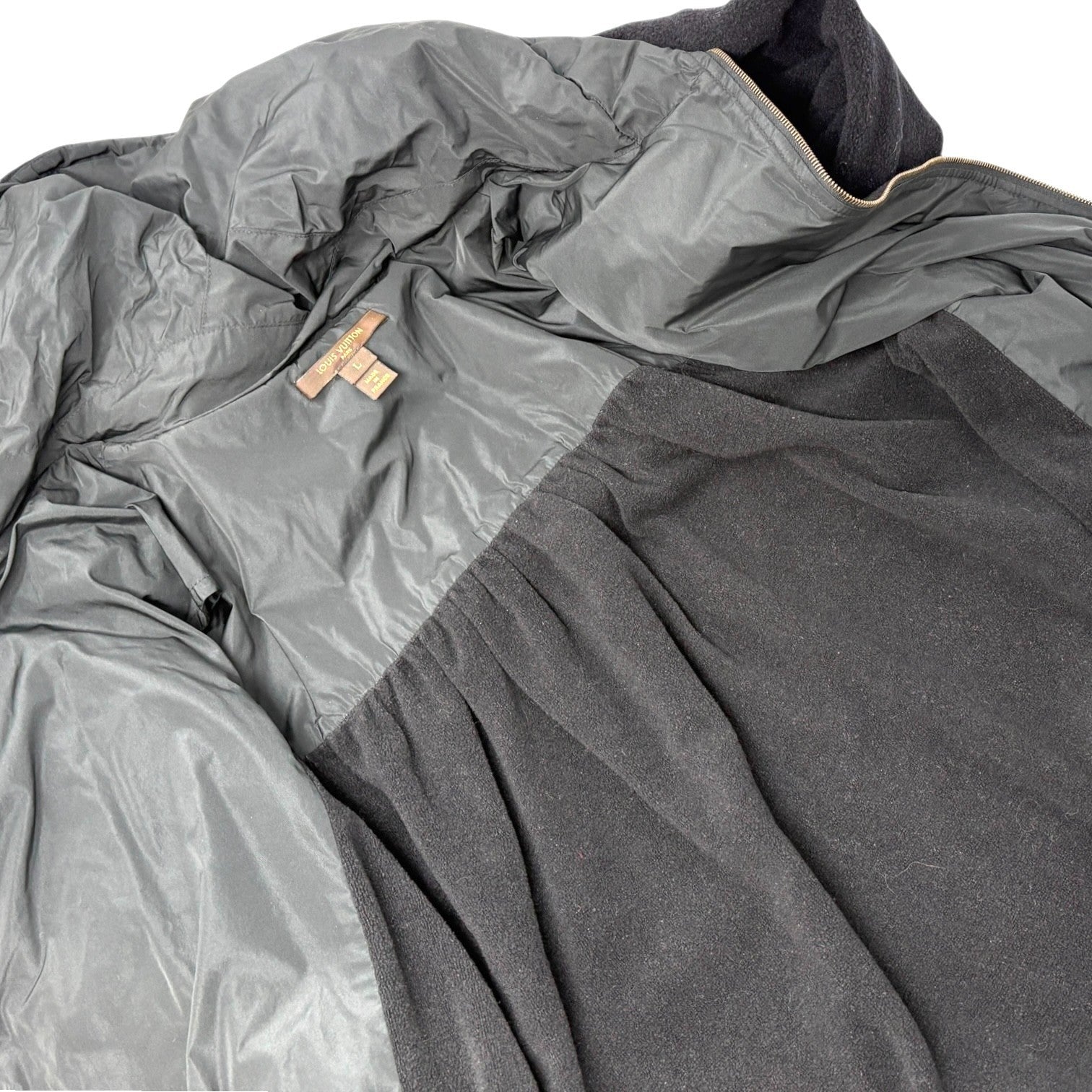 LOUIS VUITTON Vintage LV Logo Full Zip Up Hoodie Jacket #L Black Polyester