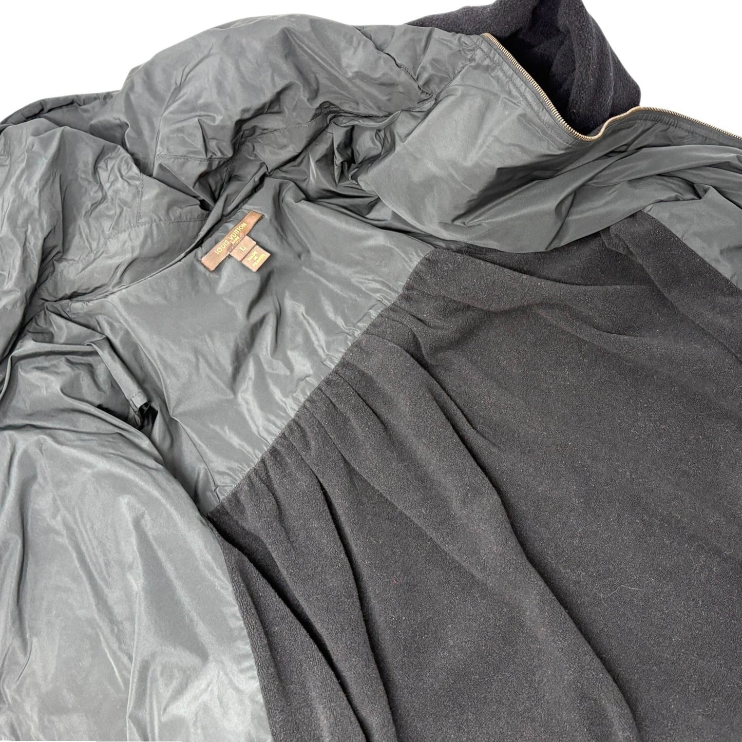 LOUIS VUITTON Vintage LV Logo Full Zip Up Hoodie Jacket #L Black Polyester