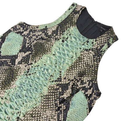 GUCCI Vintage Python Print Textured Dress Sleeveless #42 Green Black 902916