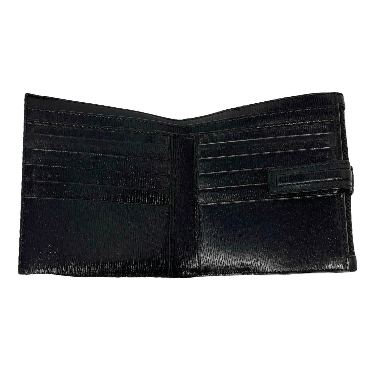 GUCCI Vintage G Square Logo Compact Wallet Button Black Gold Cotton