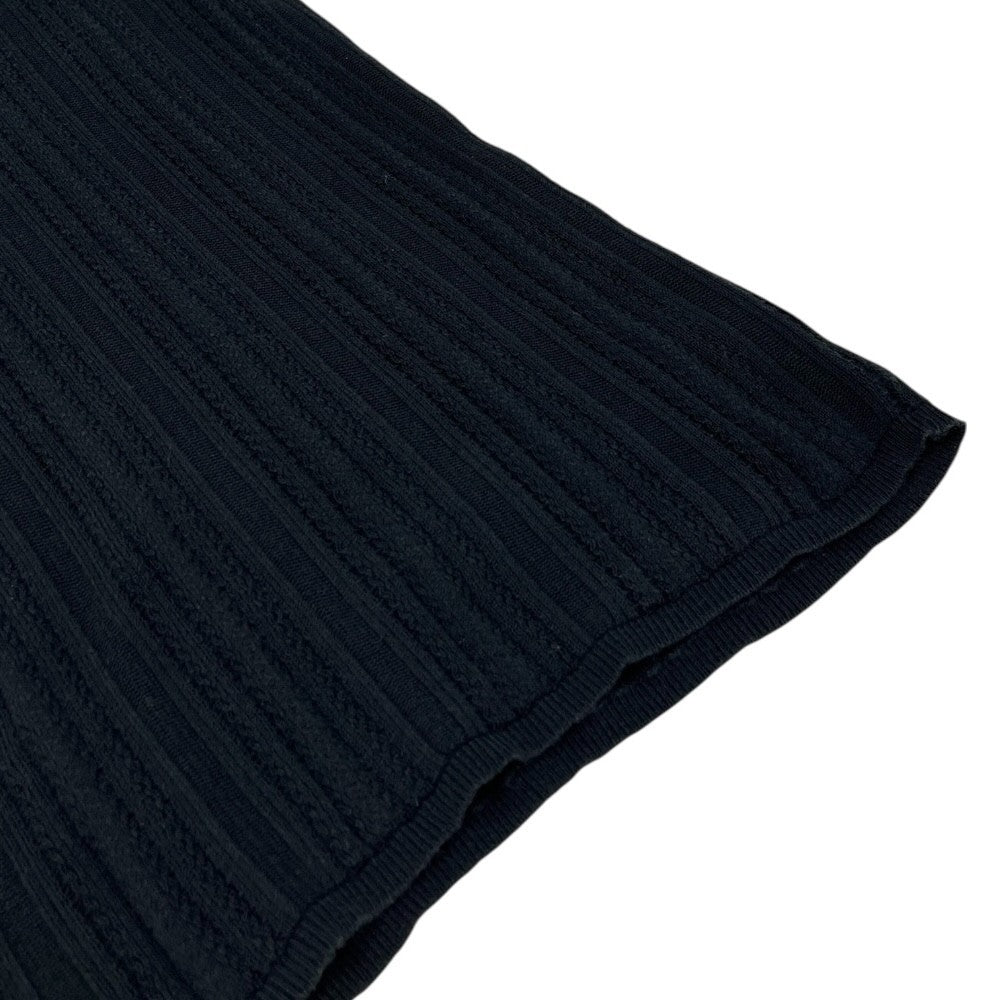 CHANEL Vintage 04P CC Logo Knit Top T-shirt #40 Black Cotton See-throgh Mesh