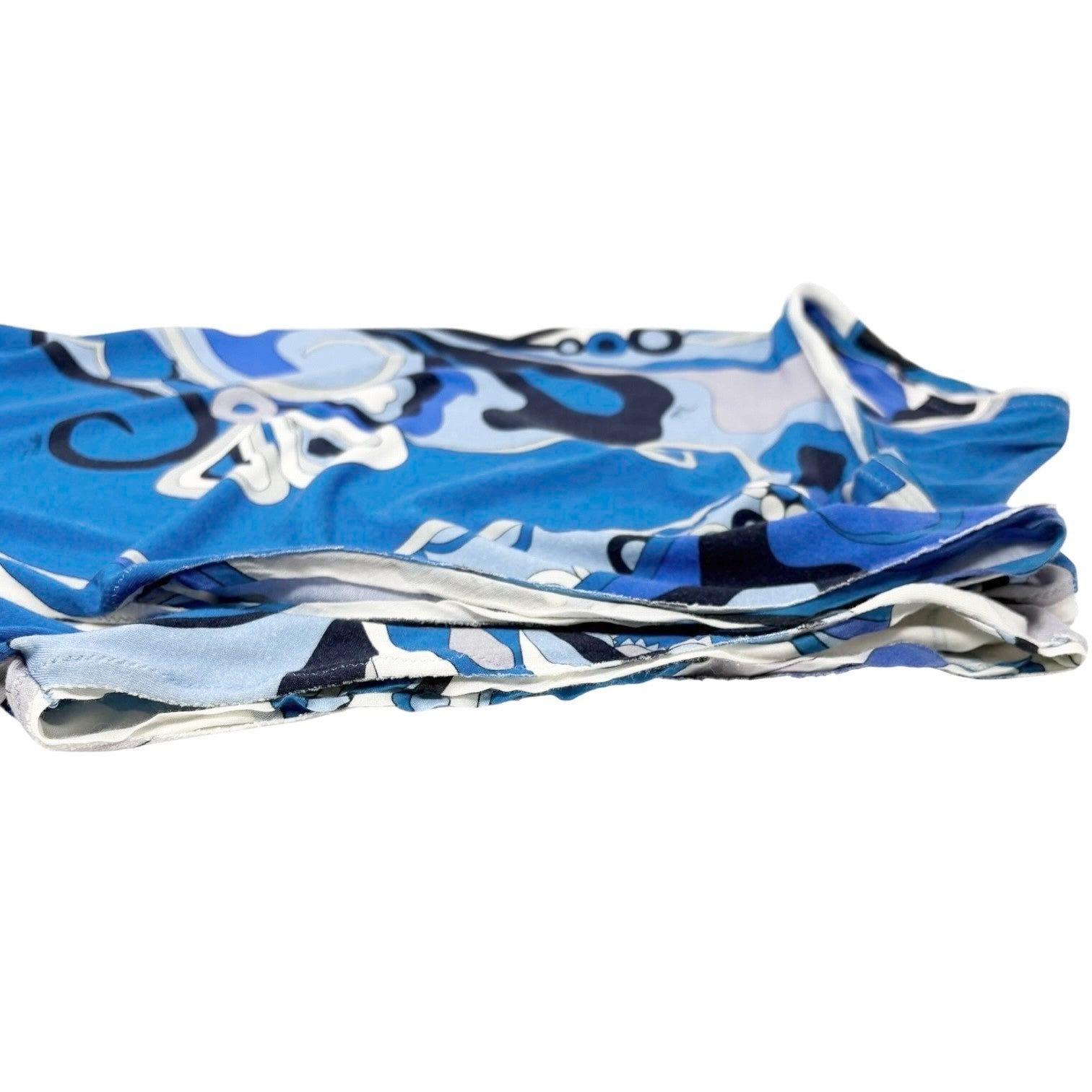 EMILIO PUCCI Vintage Logo Multicolor Dress #42 Blue White Cotton Rayon Silk