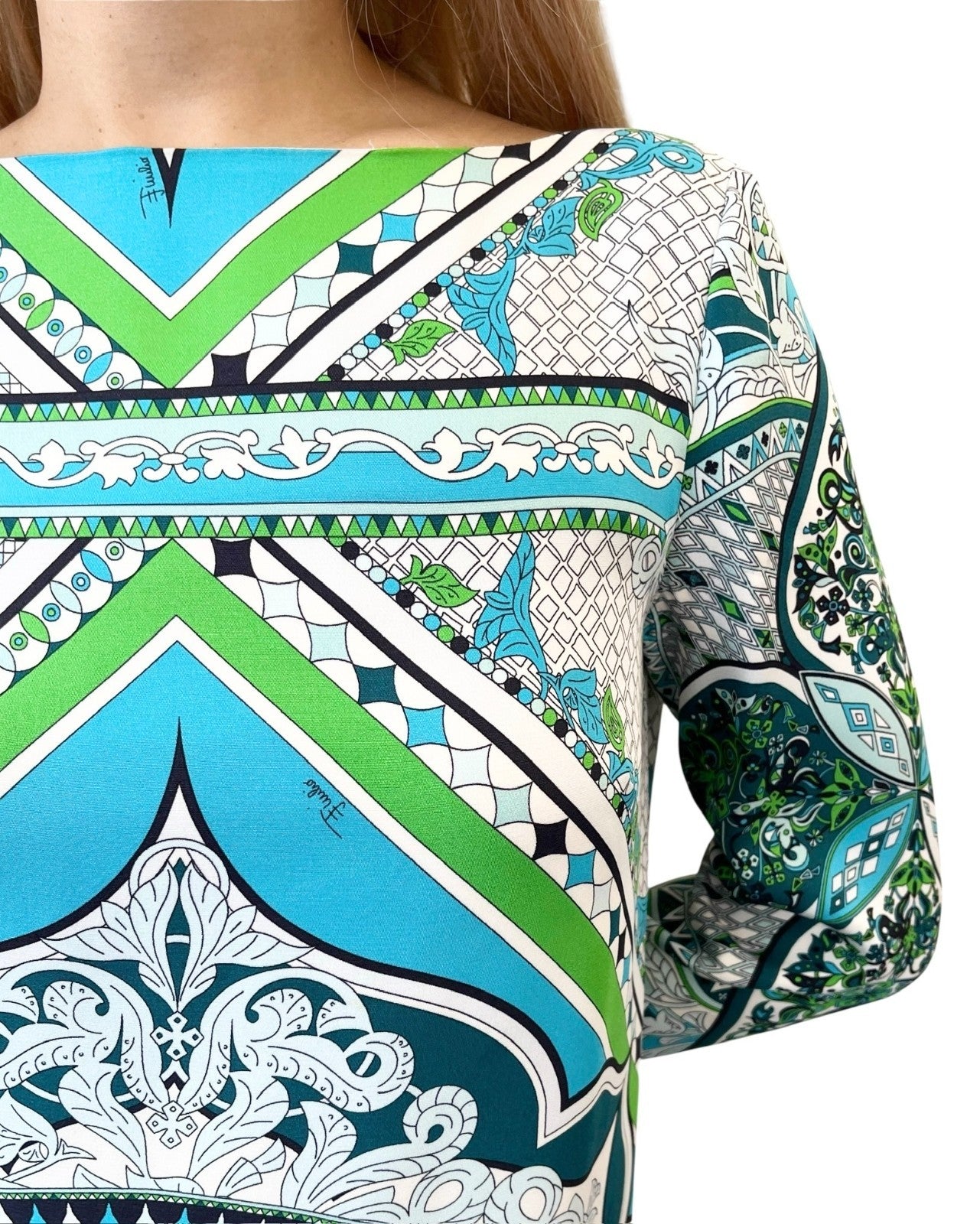 Emilio Pucci Vintage Logo Dress One-Piece #34 Multicolor Blue