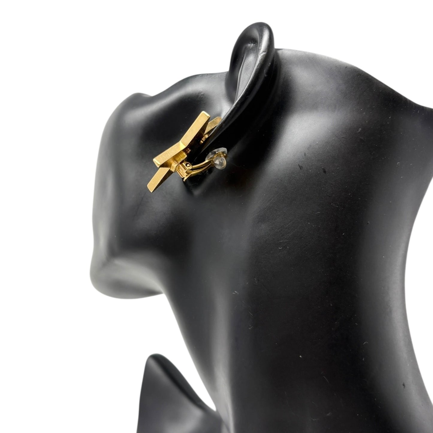CHANEL Vintage 01P CC Logo Star Design Earrings Accessory Blue Gold Metal