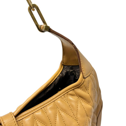GUCCI Vintage Logo Quilted Chain Shoulder Bag Brown Gold Leather 902065