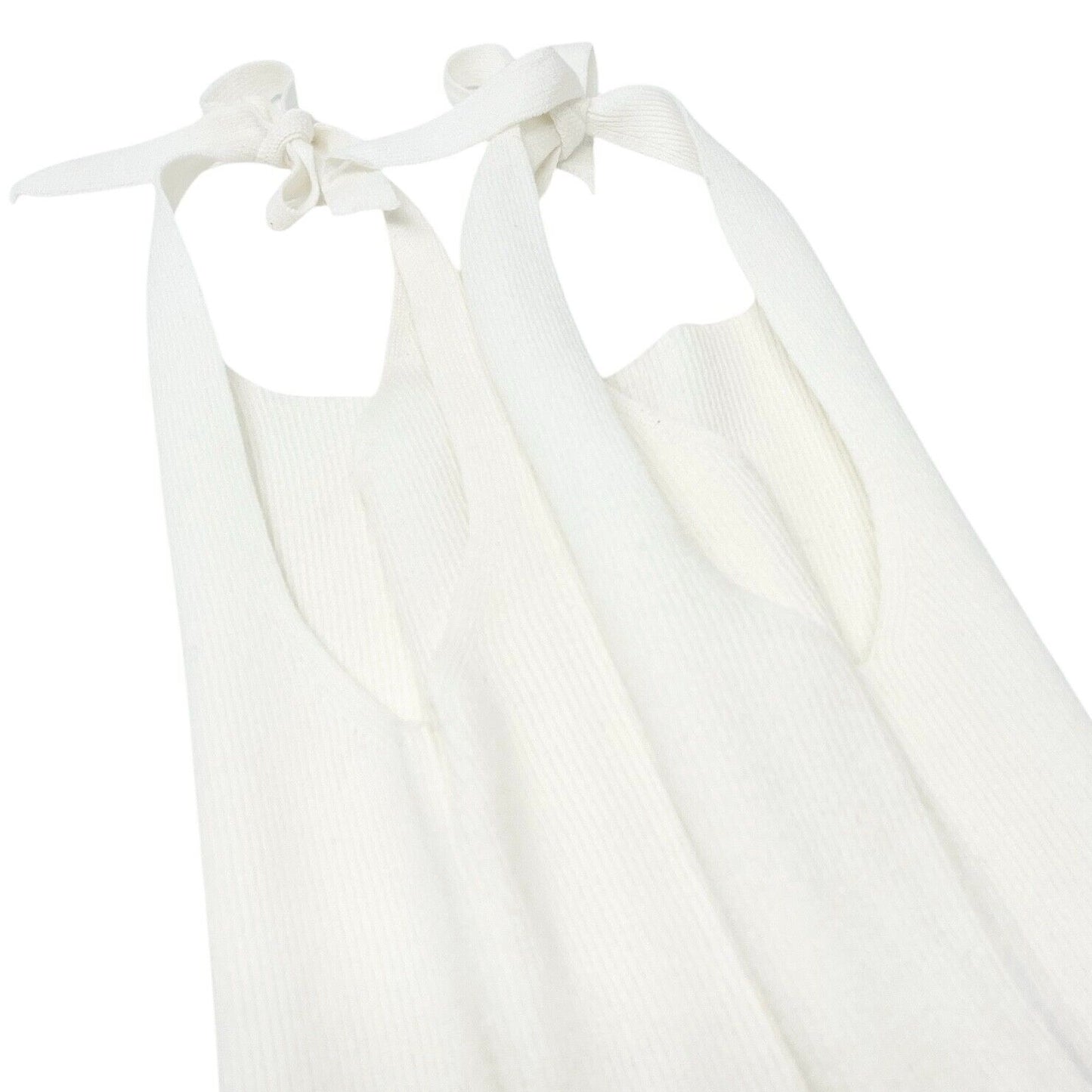 CHANEL Vintage 05P CC Mark Logo Rib Knit Tank Top #38 Sleeveless White Cotton