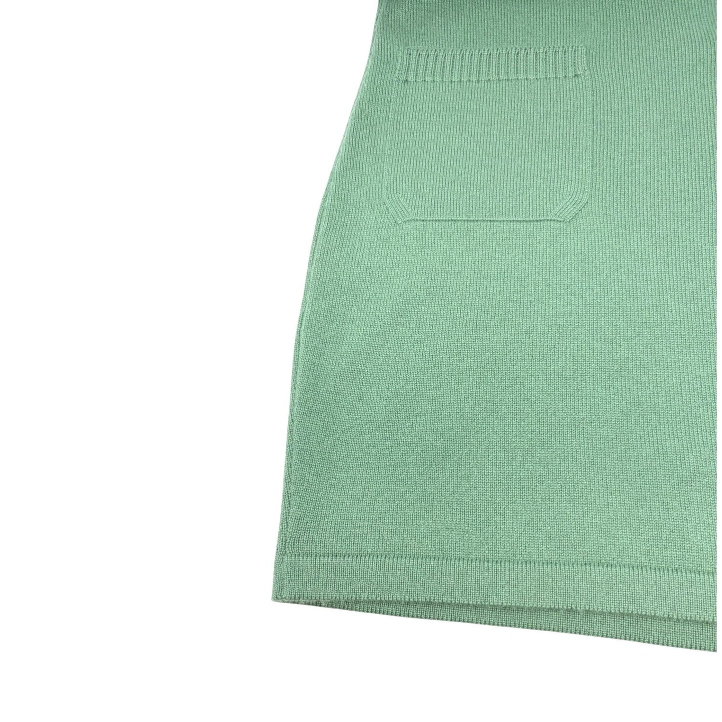 CHANEL Vintage P44445 CC Logo Turnlock Cashmere Knit Sweater Dress #38 Green