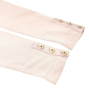 CHANEL Vintage CC Mark Logo Cardigan Pink Cotton Button Long Sleeve Top Pockets