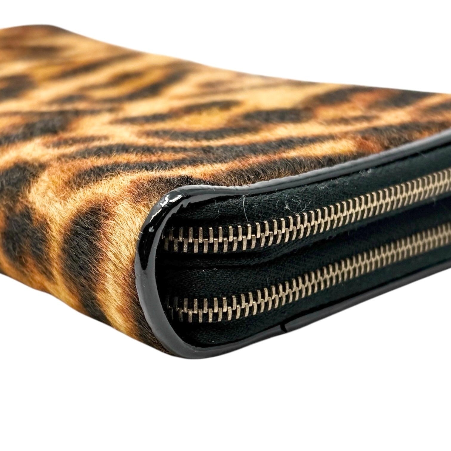 Christian Dior Vintage 2001 Logo Leopard Print Pony Hair Wallet Dice Charm