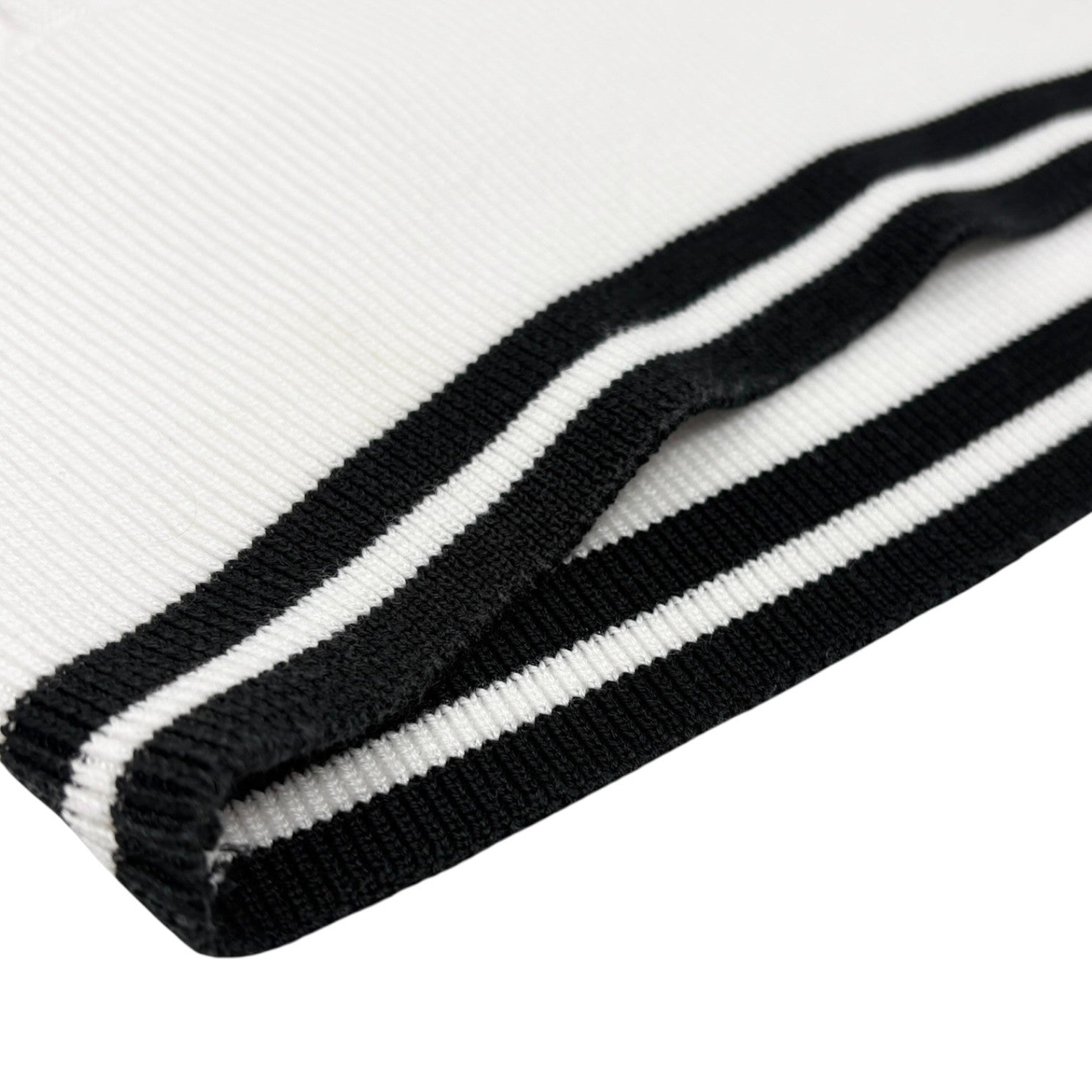 Yves Saint Laurent Vintage YSL Logo Knit T-shirt Top #M White Black Cotton