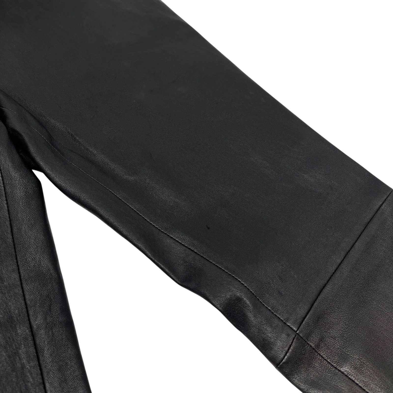 CHANEL Vintage P47479 CC Mark Logo Leather Pants #38 Button Zip Black Lambskin