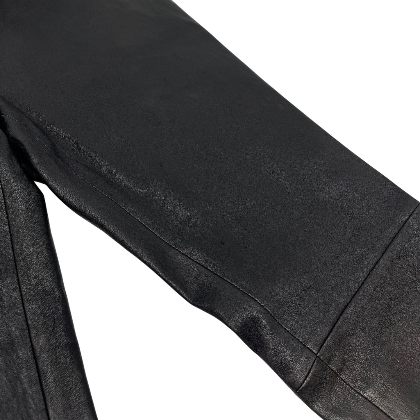 CHANEL Vintage P47479 CC Mark Logo Leather Pants #38 Button Zip Black Lambskin