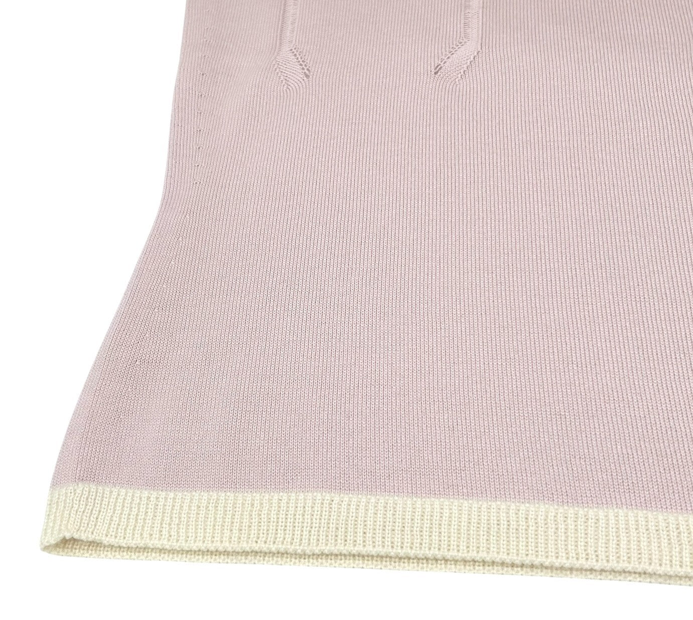 CHANEL Vintage 04C CC Logo Knit T-shirt #38 Short Sleeve Top Pink Cashmere