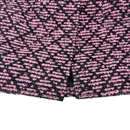 CHANEL Vintage 95A CC Logo Tweed Jacket #38 Pink Black Button Cotton Pocket