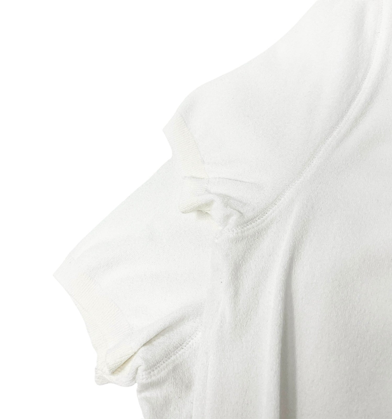 CHANEL Vintage 04C CC Logo Knit Top #42 Pullover White Beige Rayon Polyester