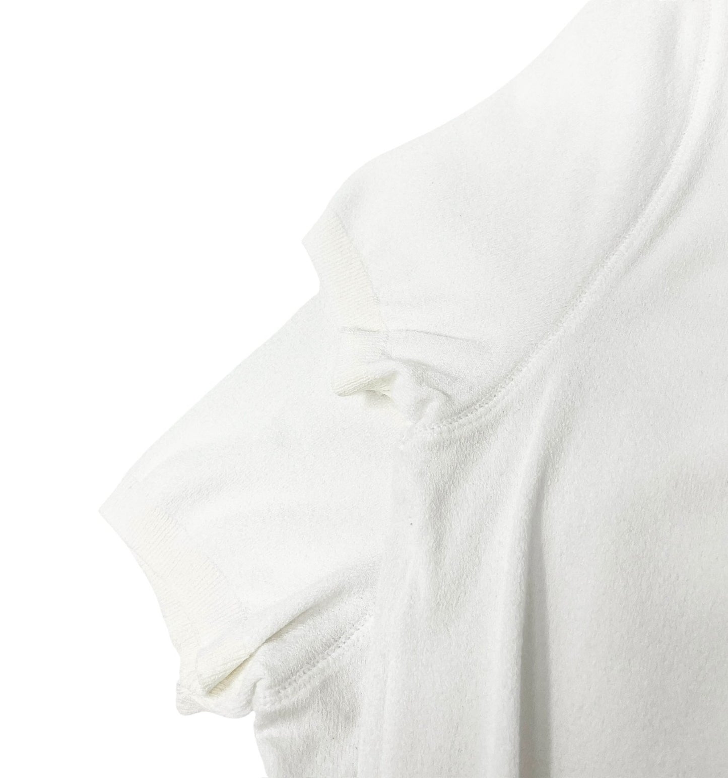CHANEL Vintage 04C CC Logo Knit Top #42 Pullover White Beige Rayon Polyester