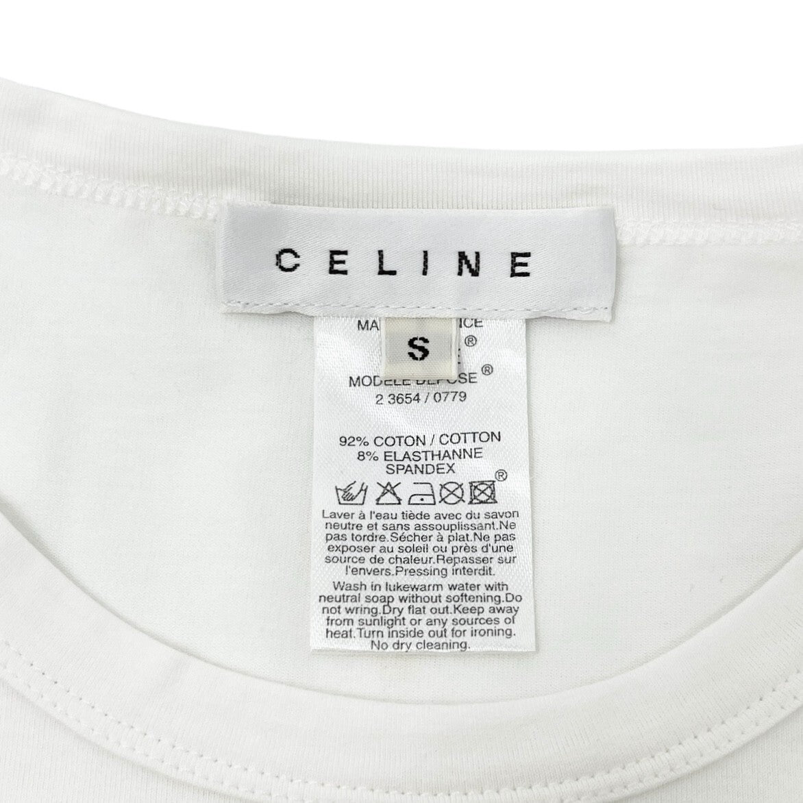 CELINE Vintage Macadam Logo T-shirt Top #S Chain Print White Cotton Rank AB