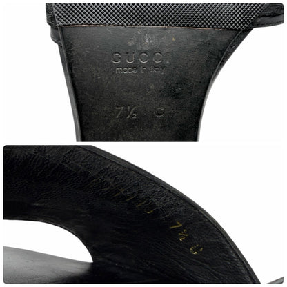 GUCCI Vintage GG Monogram Open Toe Sandals #37.5 Black Heels Canvas