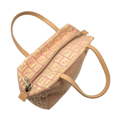 FENDI Vintage FF Logo Zucchino Mini Handbag Pink Yellow Canvas 902482
