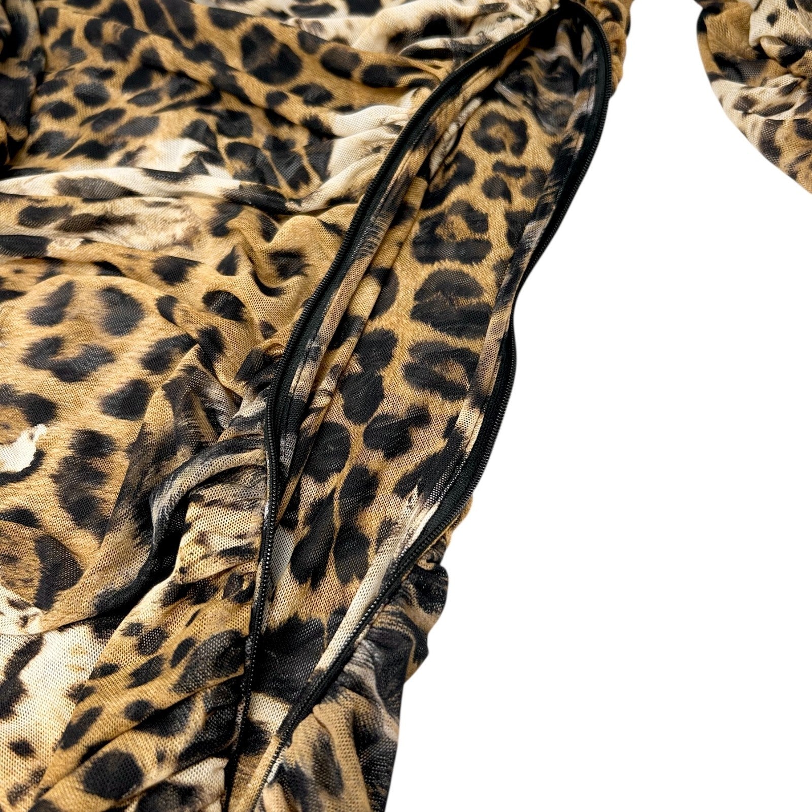 Roberto Cavalli Vintage Logo Leopard Midi Dress One-piece #42 Brown Nylon