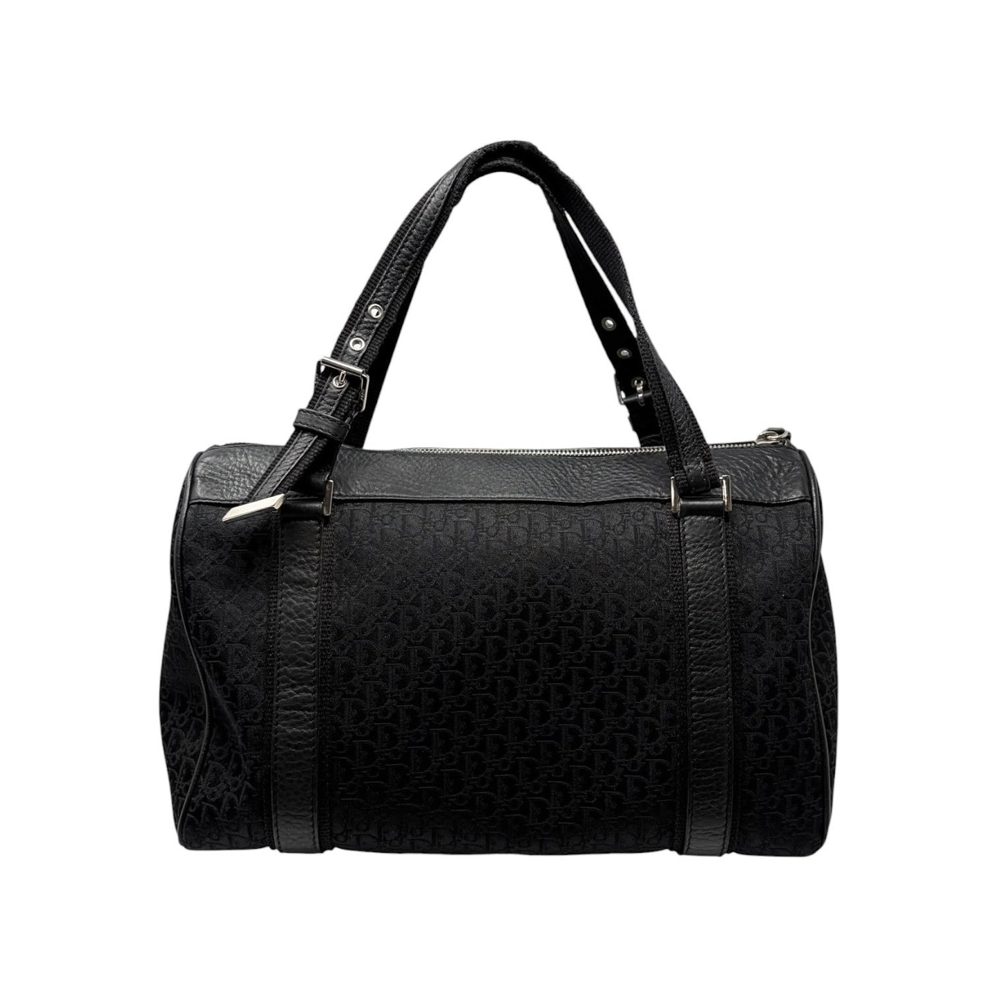 Christian Dior Street Chic Trotter Monogram Boston Bag Black Canvas 902442