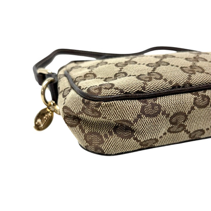 GUCCI Vintage GG Monogram Logo Pochette Mini Bag Charm Brown Canvas 902817