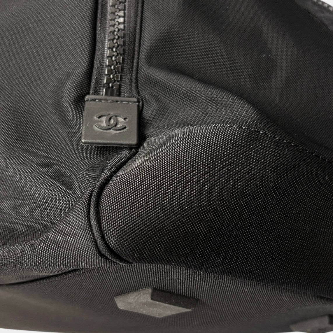 CHANEL Sport Vintage A19977 Nylon Travel Gym Bag L Black CC Logo Bowling