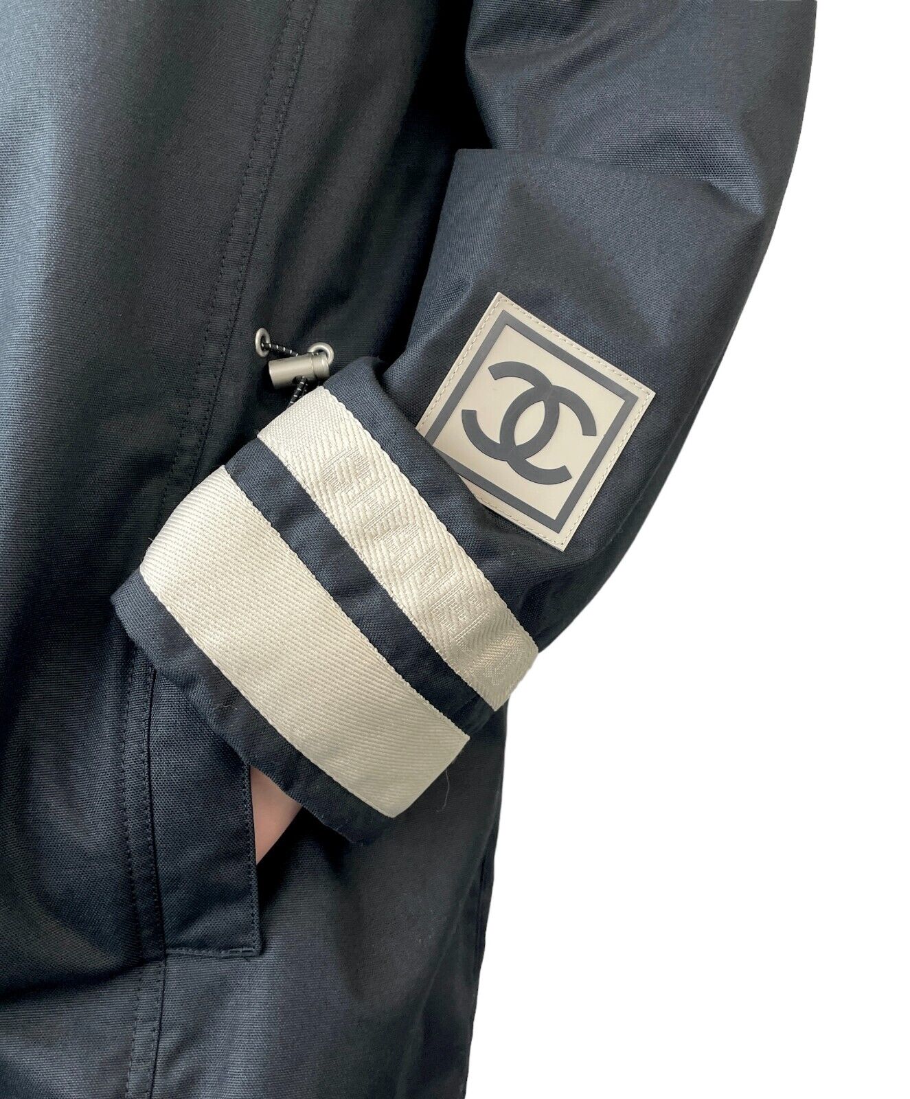 CHANEL Sport Vintage 02A CC Logo Zipped Hoodie Jacket Coat #36 Black Polyester