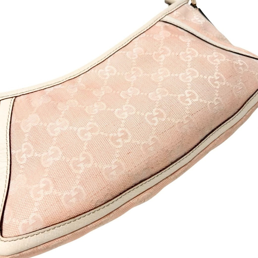 GUCCI Vintage GG Monogram Abbey Shoulder Bag Pochette Pink White Canvas 901804