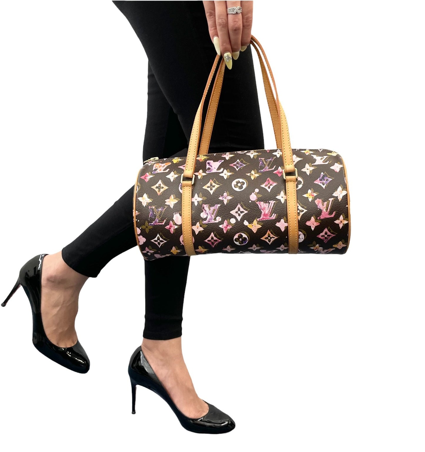 LOUIS VUITTON Vintage M95753 Monogram Watercolor Papillon Shoulder Bag Leather