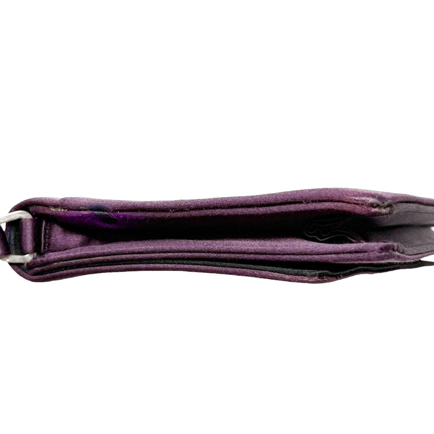 PRADA Vintage Triangle Logo Satin Shoulder Mini Bag Handbag Purple Silver