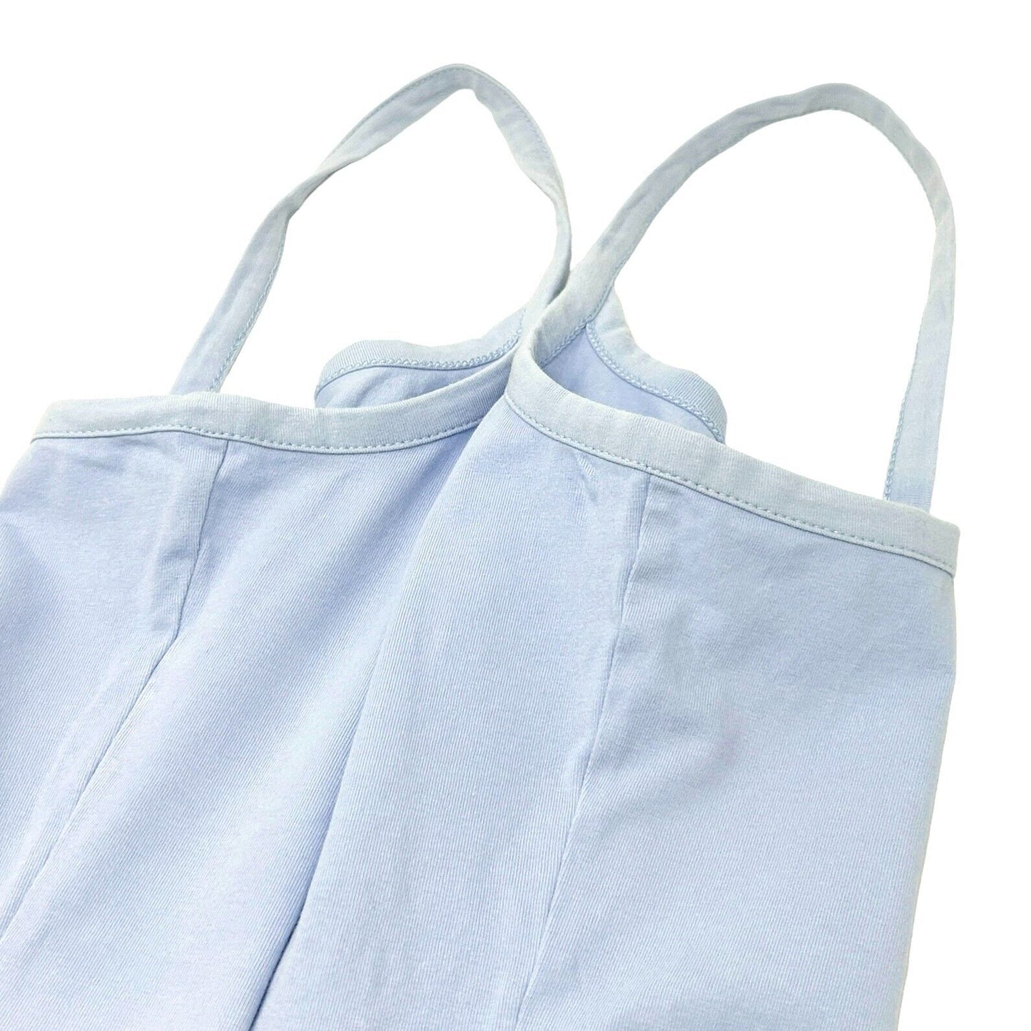 CELINE Vintage Logo Tank Top #M Camisole Blue Gray Cotton Pocket Rank AB