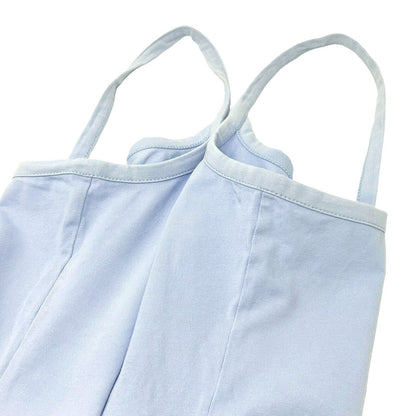 CELINE Vintage Logo Tank Top #M Camisole Blue Gray Cotton Pocket Rank AB