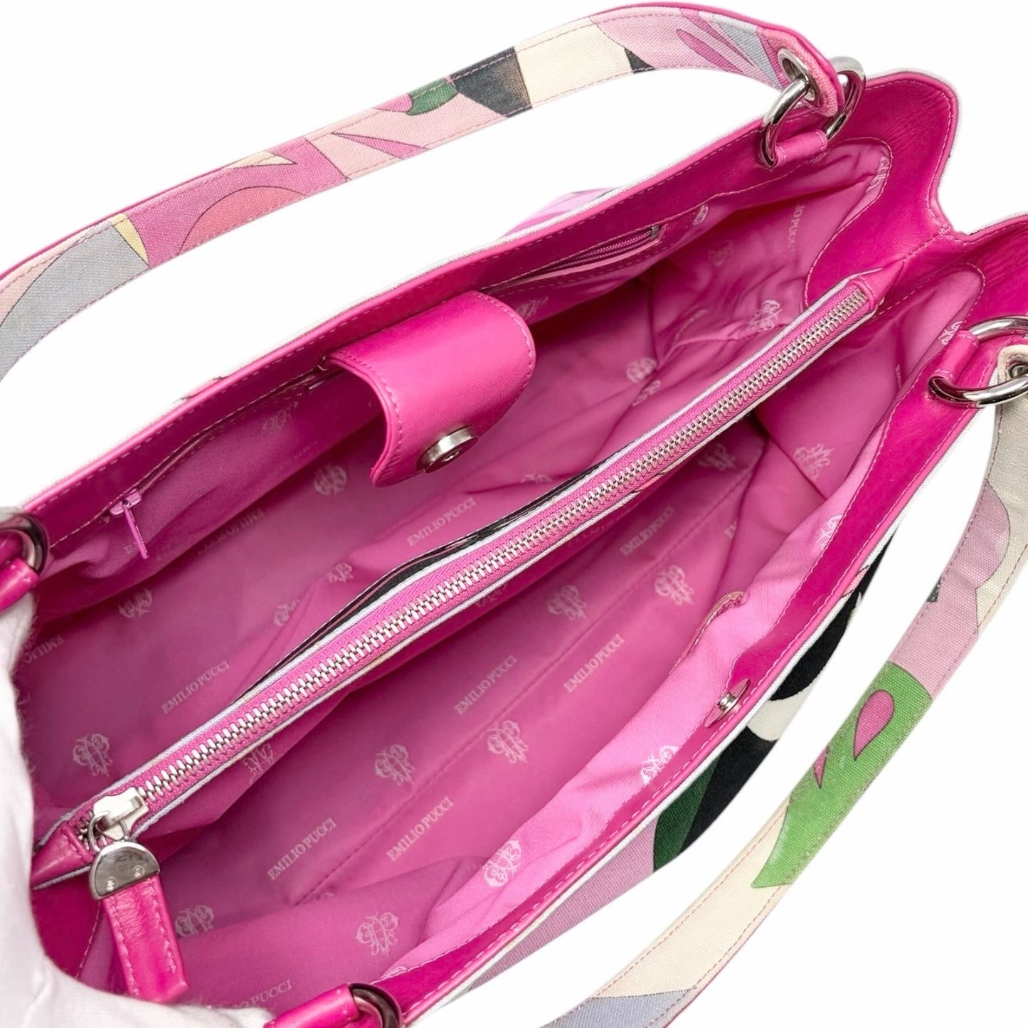 EMILIO PUCCI Vintage Logo Geometric Multicolor Tote Bag Pink  902039