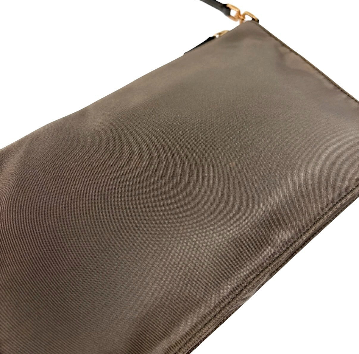 PRADA Vintage Logo Mini Shoulder Bag Pochette Pouch Taupe Gold Nylon 902436