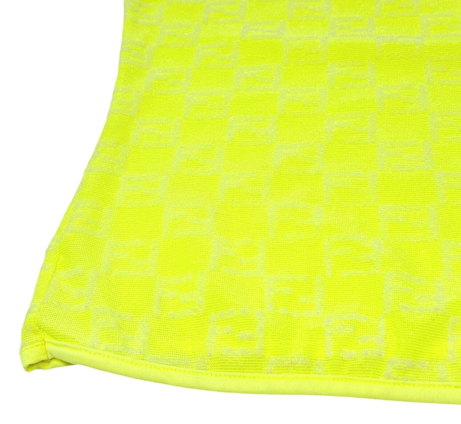 FENDI Vintage Zucchino FF Logo Camisole Skirt Set #42 #40 Yellow Nylon Rank AB+