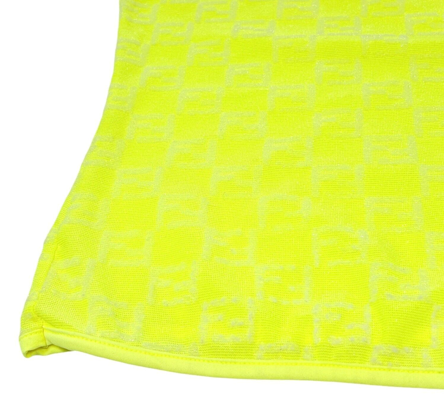 FENDI Vintage Zucchino FF Logo Camisole Skirt Set #42 #40 Yellow Nylon Rank AB+