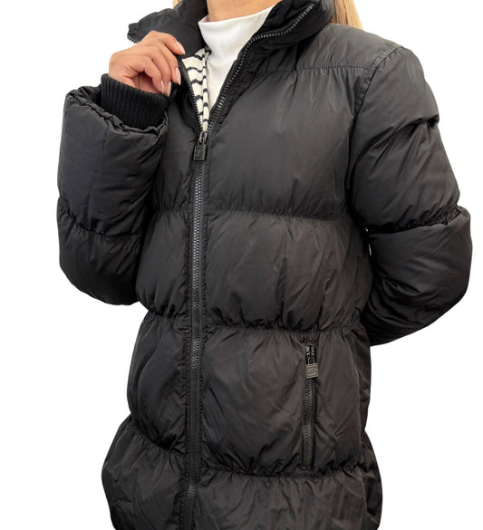 CHANEL Sport Vintage 07A Quilted Puffer Jacket Coat #38 Nylon Black White
