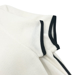 CHANEL Vintage 96C CC Logo Button Up Dress #38 Polo White Black Gold Cotton