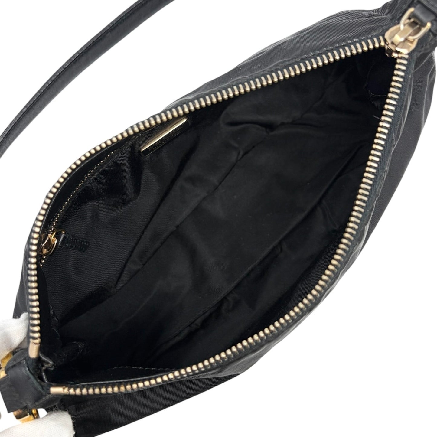 PRADA Vintage Mini Shoulder Nylon Bag Handbag Pochette Black Silver Logo 902252
