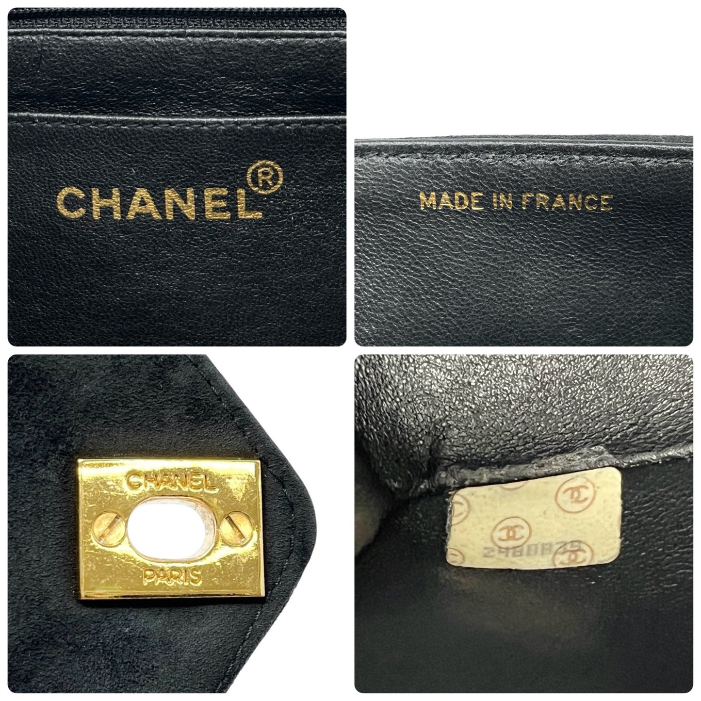 CHANEL Vintage CC Mark Logo Suede Crossbody Shoulder Bag Chain Black Gold