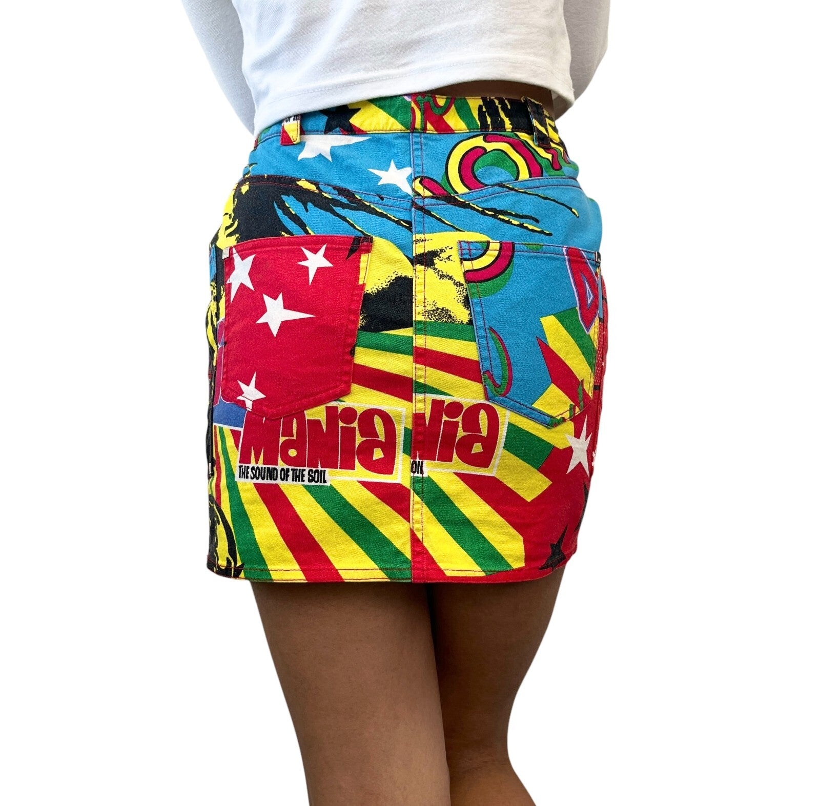 Christian Dior Vintage 2004 Rasta Mania Mini Skirt #34 Cotton Multicolor Zip