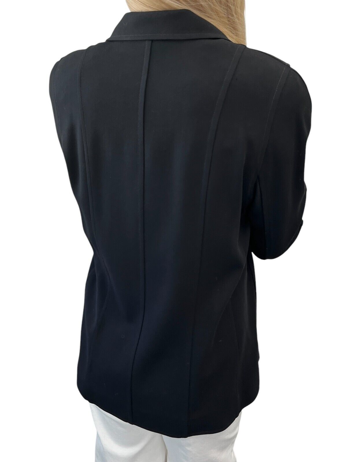 CHANEL Vintage 94P CC Logo Long Sleeve Jacket #40 Black Gold Wool Button