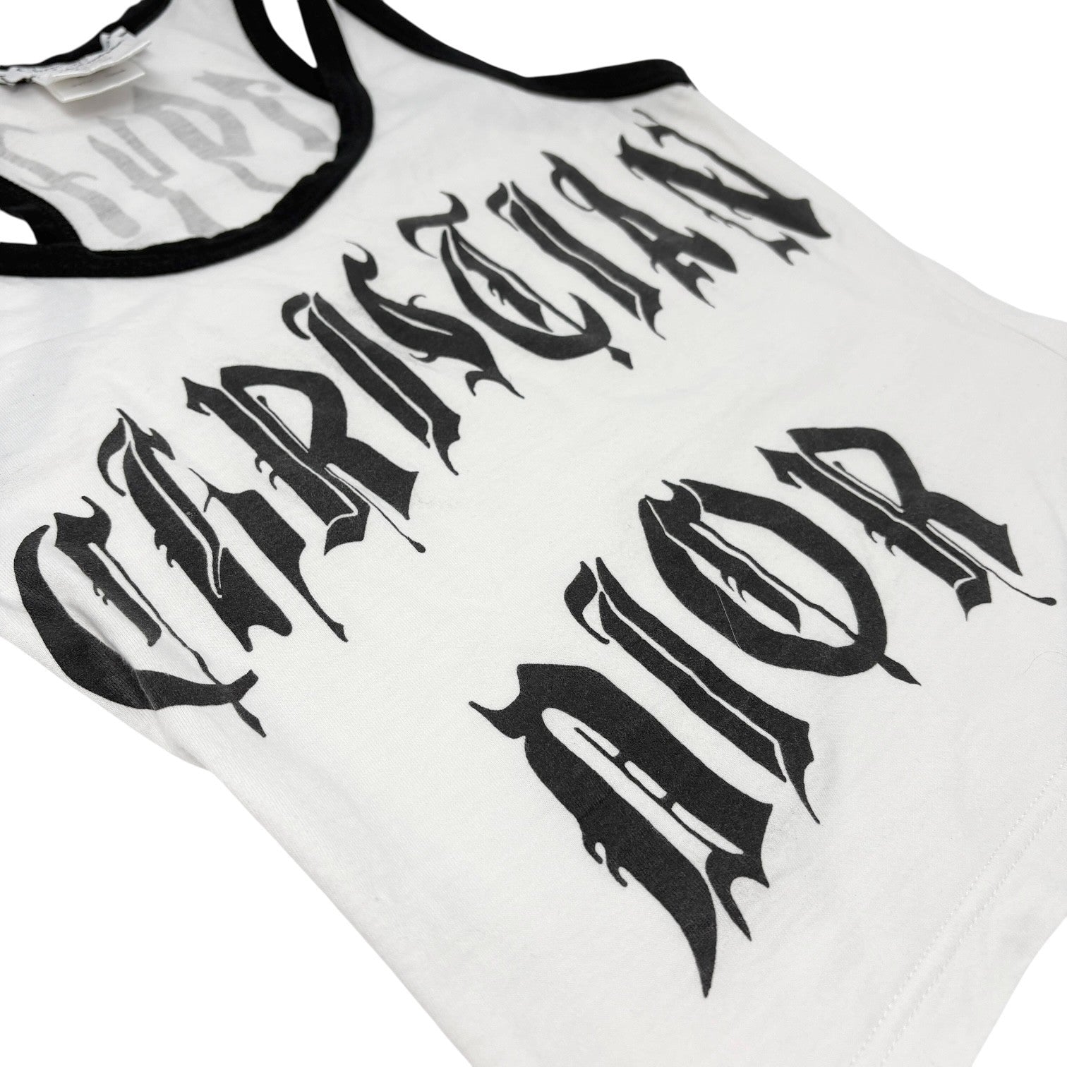Christian Dior Vintage 2002 John Galalliano Logo Tank Top #36 White Black