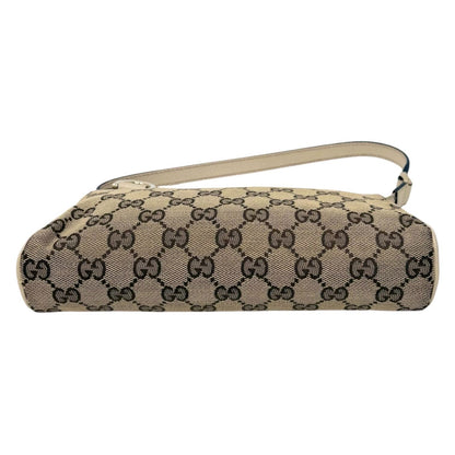 GUCCI Vintage GG Monogram Abbey Mini Shoulder Bag White Brown Canvas 902316