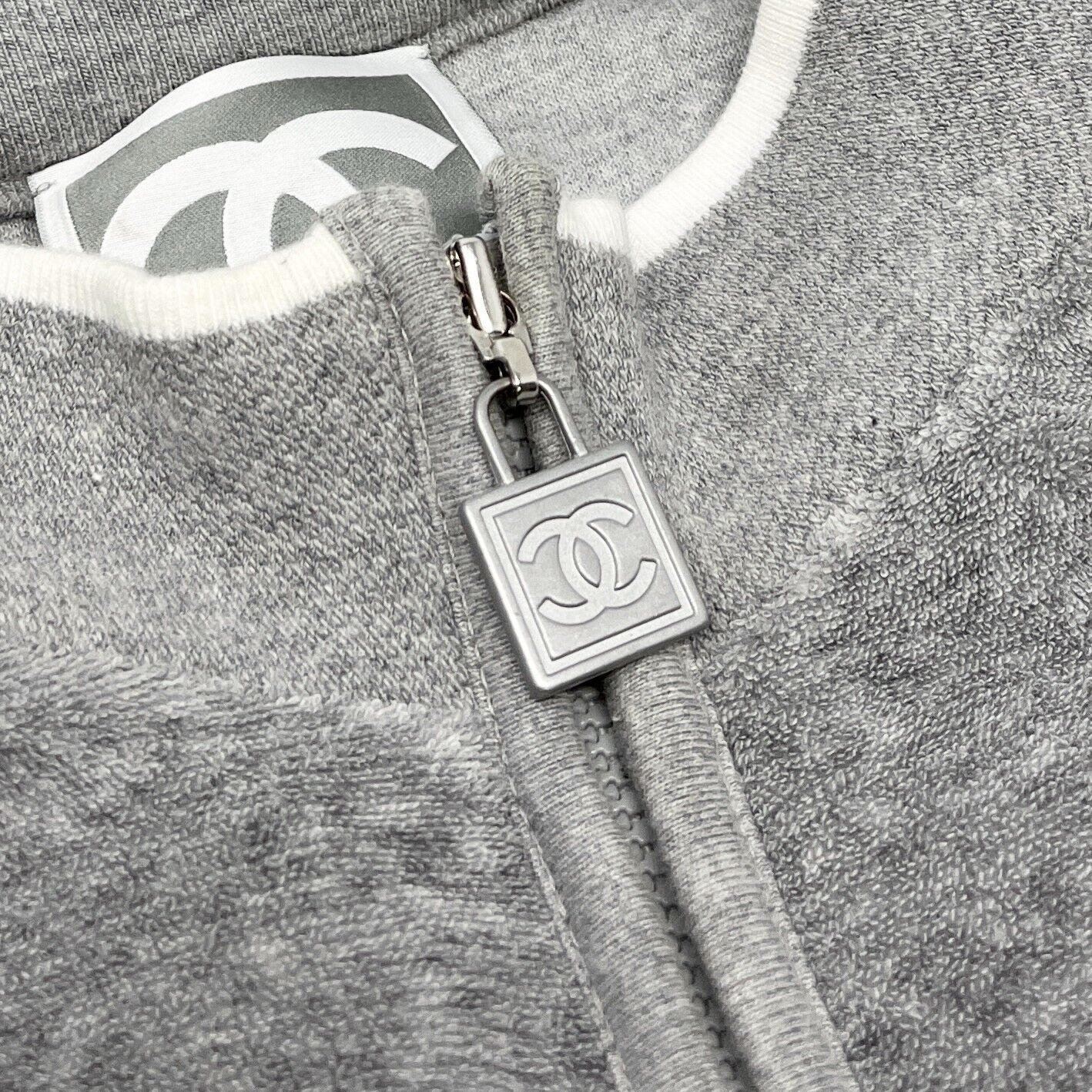 CHANEL Sport Vintage 09C CC Logo Zipped Hoodie #40 Jacket Terry Cloth Gray