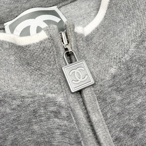 CHANEL Sport Vintage 09C CC Logo Zipped Hoodie #40 Jacket Terry Cloth Gray