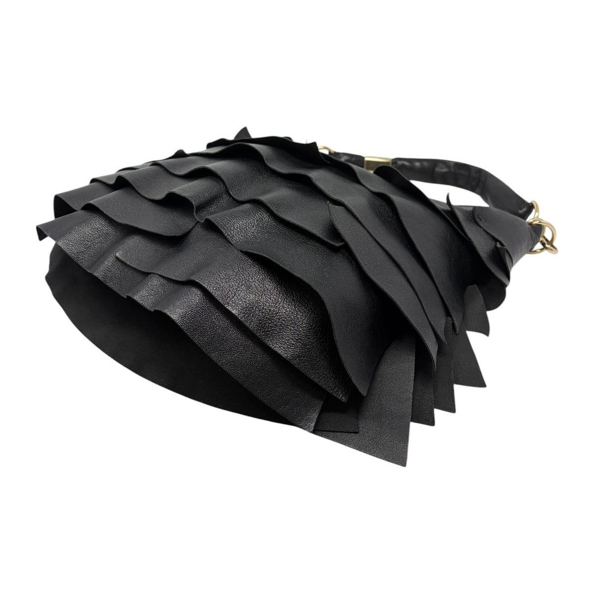Yves Saint Laurent Vintage YSL Saint Tropez Frill Shoulder Bag Black 902378